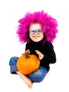 Little clown with pumpkin