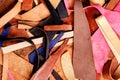 little colored scraps of leather, natural texture background
