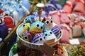 Little colorful owl detail of local winter market