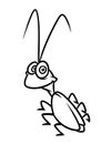 Little comic insect cockroach animal character cartoon coloring page