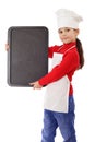 Little cooker with empty vertical chalkboard Royalty Free Stock Photo