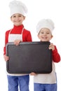 Little cookers with empty horizontal chalkboard