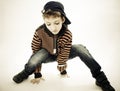 Little cool hip-hop boy in dance. Royalty Free Stock Photo