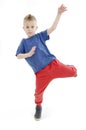 Little cool hip-hop boy in dance. Studio shot.