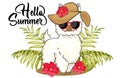 Little cool smells with sunglasses, text `hello summer`. for t-shirts, phone case, mugs, wall art.