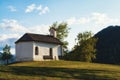 Little country church at sunset in Serfaus Royalty Free Stock Photo