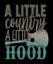 A little country a little hood with guitar graphic illustration on black background Royalty Free Stock Photo