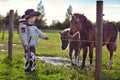 Little cowboy and pony Royalty Free Stock Photo