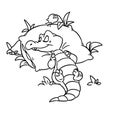 Little crocodile character animal sleeping pillow rest illustration cartoon coloring cartoon