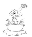 Little crocodile swims bathroom coloring pages