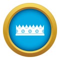 Little crown icon blue vector isolated