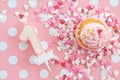 Little cupcake with pink frosting Royalty Free Stock Photo