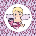 Little cupid baby with gift Royalty Free Stock Photo