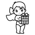 Little cupid baby with gift Royalty Free Stock Photo