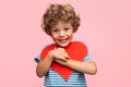 Charming boy posing with heart Royalty Free Stock Photo