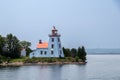 Little Current, Ontario, Canada - July 26, 2021: Lighthouse at Little Current, Ontario on a calm summer day