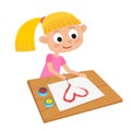 Little cute artist. Vector illustration of adorable little blond