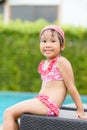 Little cute Asian girl on bikini suit Royalty Free Stock Photo