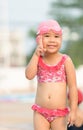 Little cute Asian girl on bikini suit Royalty Free Stock Photo