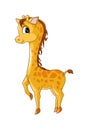 A little cute baby giraffe small, design animal cartoon Royalty Free Stock Photo