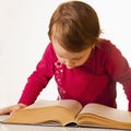 Little cute baby girl watching a book Science, education, knowl