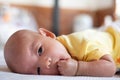 The little cute baby infant boy sucking thumb hand Royalty Free Stock Photo