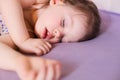 Little cute baby sleeping soundly in her bed Royalty Free Stock Photo