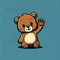 Little cute bear doll waving its paw - Vector Royalty Free Stock Photo