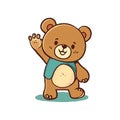 Little cute bear doll waving its paw on a white background - Vector Royalty Free Stock Photo