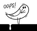 Little cute bird poo humorous cartoon flat vector illustration isolated on white, failure
