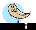 Little cute bird poo humorous cartoon flat vector illustration isolated on white.