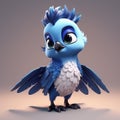 Little Cute Blue Jay - High-quality 3d Character Design