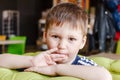 Little boy licks his fingers Royalty Free Stock Photo