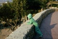 Little cute boy looking away at sea viewpoint in Ataturk park Royalty Free Stock Photo