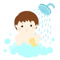 Little cute boy take a bath cartoon Royalty Free Stock Photo