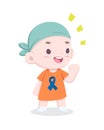 Little cute boy wearing headband standing proud cartoon illustration