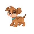 Little cute cartoon brown puppy. Funny young dog