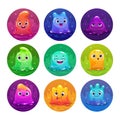 Little cute cartoon colorful slime aliens set Royalty Free Stock Photo