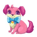 Little cute cartoon fluffy puppy.