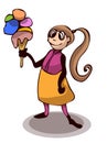 Little Cute Cartoon Girl with an Ice Cream. Royalty Free Stock Photo