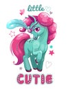 Little cute cartoon horse with pink hair Royalty Free Stock Photo