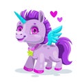 Little cute cartoon pegasus illustration.