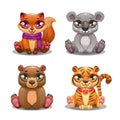 Little cute cartoon pet icons set. Royalty Free Stock Photo