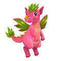 Little cute cartoon pink dragon. Kind monster icon. Royalty Free Stock Photo