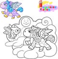 Cute cartoon pony pegasus funny illustrati