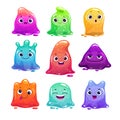 Little cute cartoon slimes, vector slime monsters Royalty Free Stock Photo