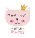 Little Cute Cat Princess Vector Illustration Royalty Free Stock Photo