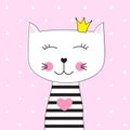 Little Cute Cat Princess Vector Illustration Royalty Free Stock Photo