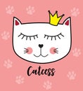 Little Cute Cat Princess Vector Illustration Royalty Free Stock Photo