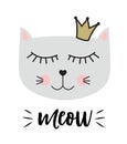 Little Cute Cat Princess Vector Illustration Royalty Free Stock Photo